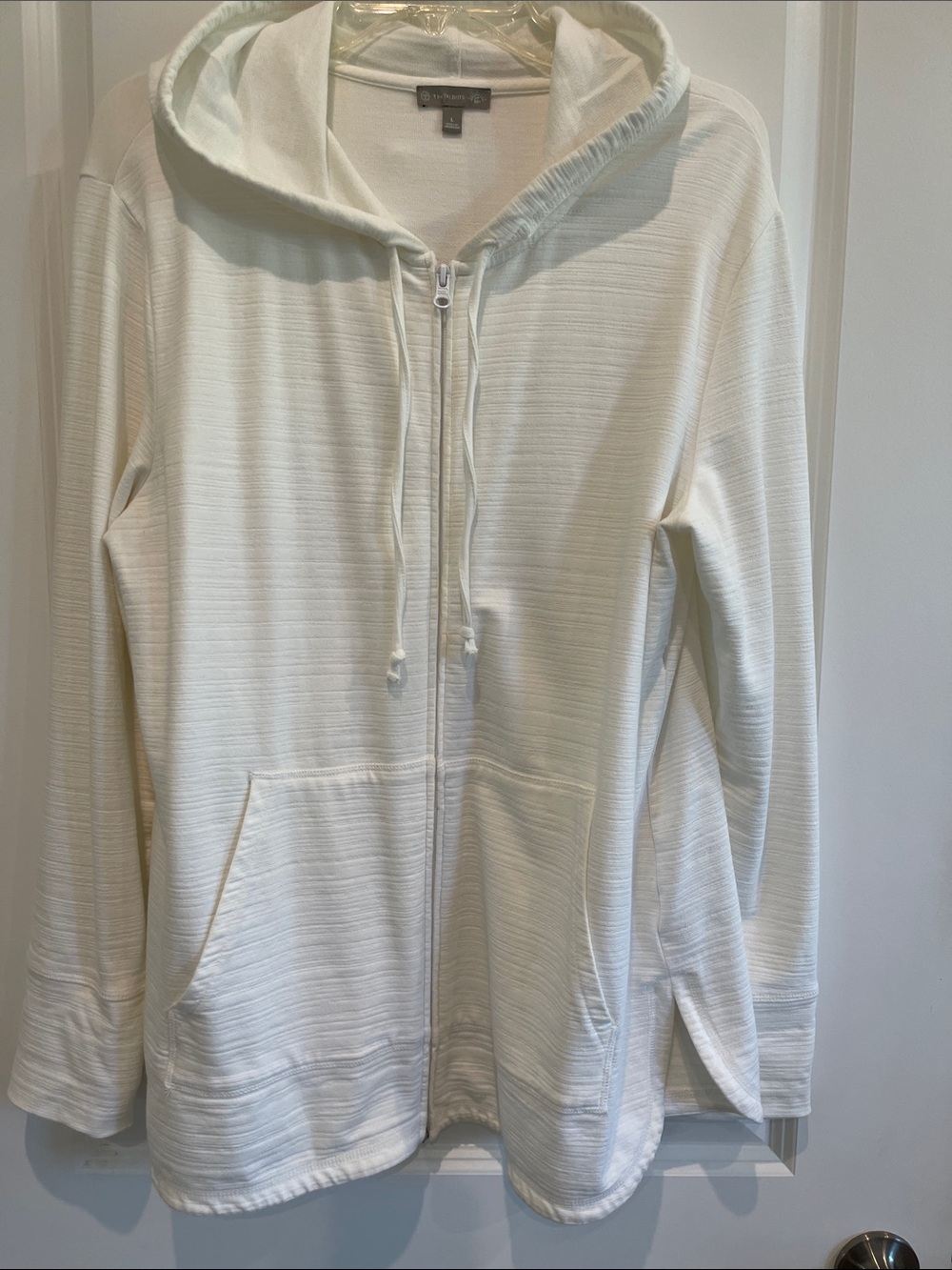Talbots Cream Zip Hoodie Sweatshirt